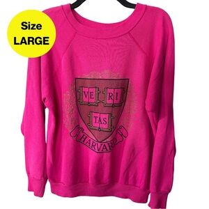 2/for $20 🪩 HARVARD University - Hot Pink CrewNeck Long Sleeve Sweater (Large)